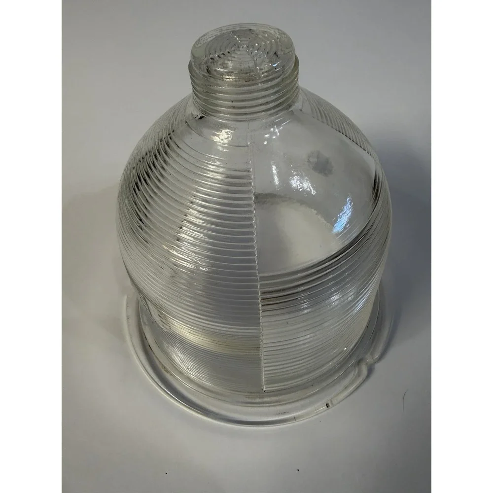 Vintage Holophane No 4377 Signed Prismatic Glass Bell Shade Industrial Pendant